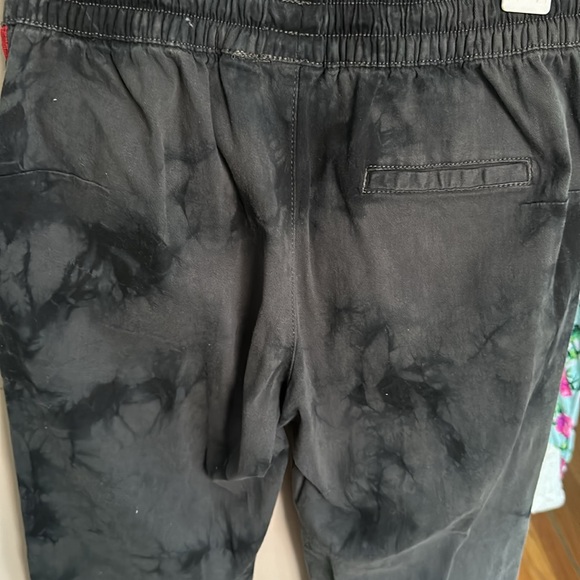 Aqua jogger black tie dye with deep red ribbon tacing stripe on sides. - Picture 3 of 4